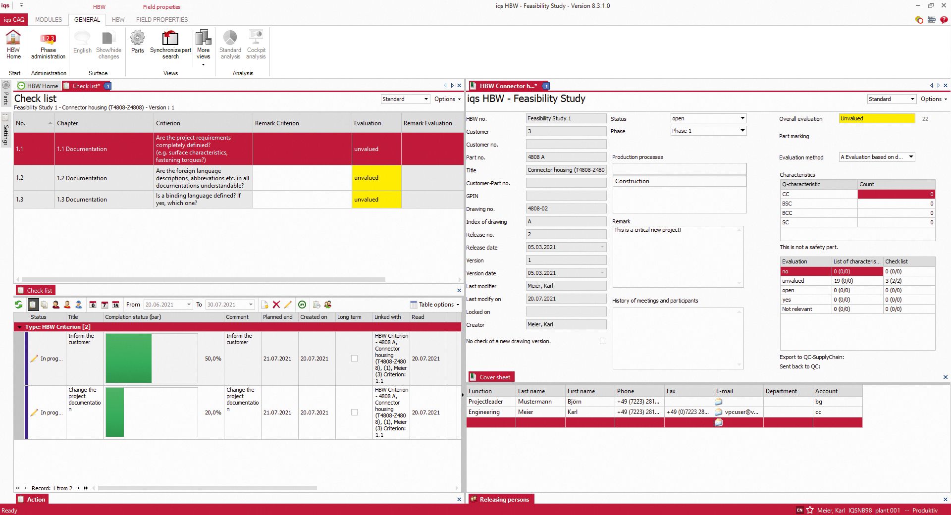 Software screen feasibility study with checklist