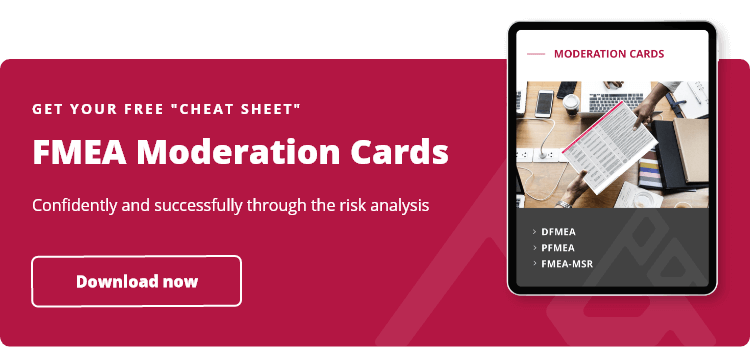 Picture on a tablet of a person handing someone the FMEA moderation card